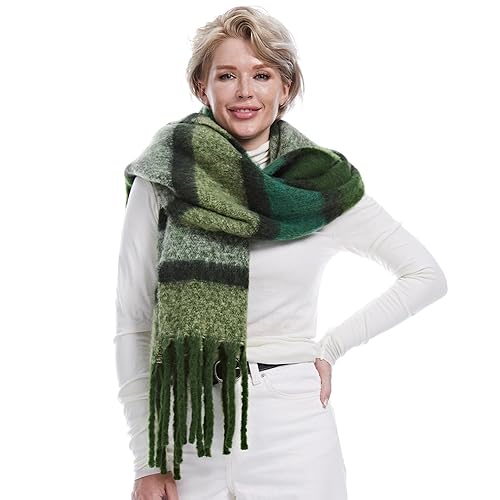 MissShorthair Oversized Chunky Blanket Scarf for Women Winter Warm Colorful