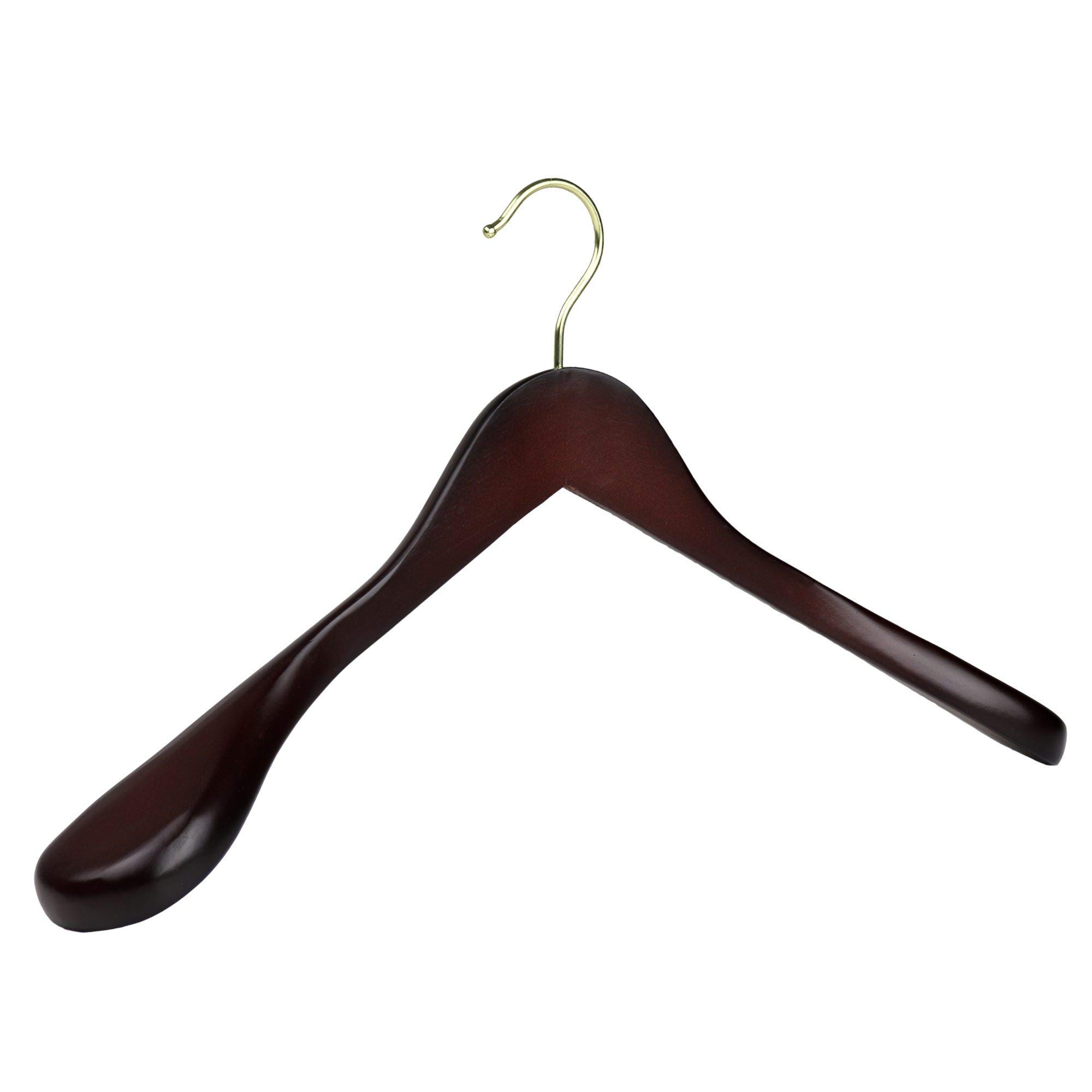The Hanger Store 4 Dark wooden coat hangers with broad ends for coats and jackets