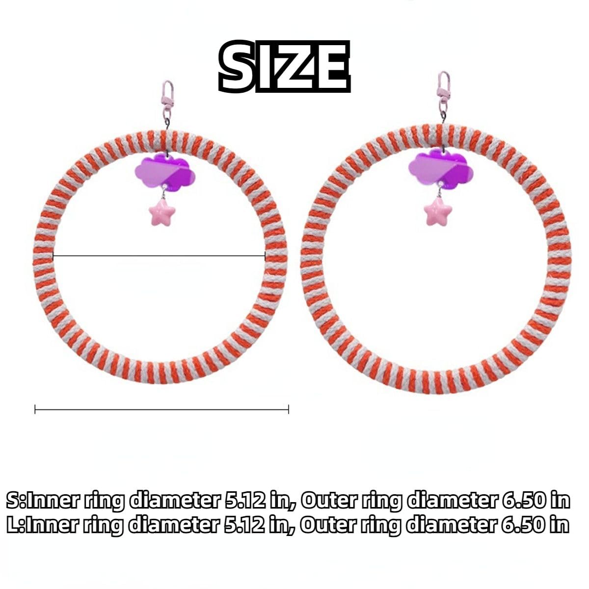 Circular Bird Swing Cotton Rope Stand Toy for Small Birds Parrot Parakeet Cockatiel Conure Budgie Finch Quaker (Purple,L)