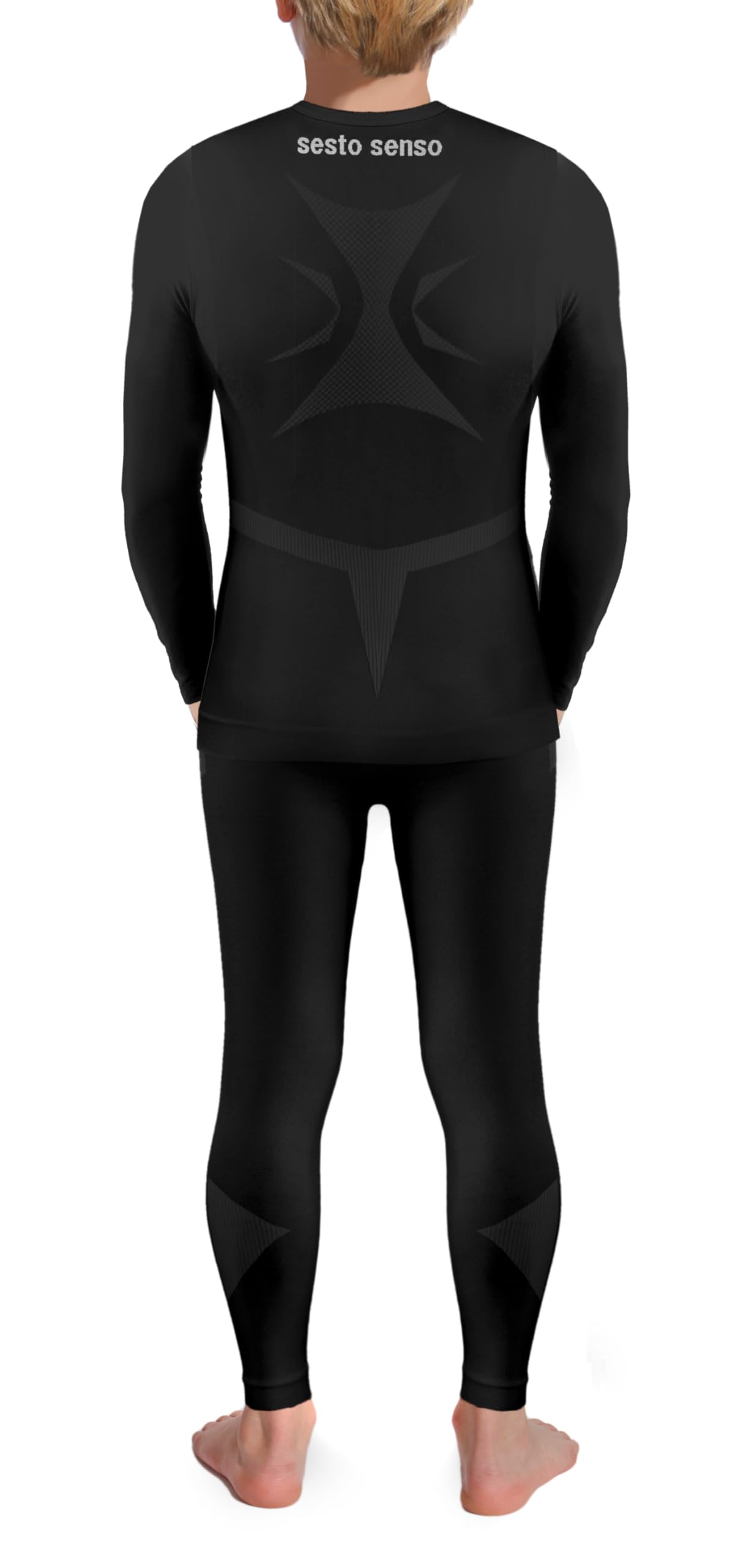 sesto senso Completo Termico per Ragazzo Maglietta a Maniche Lunghe Leggings Lunghi Intimo Sportivo Compressivo Base Basic