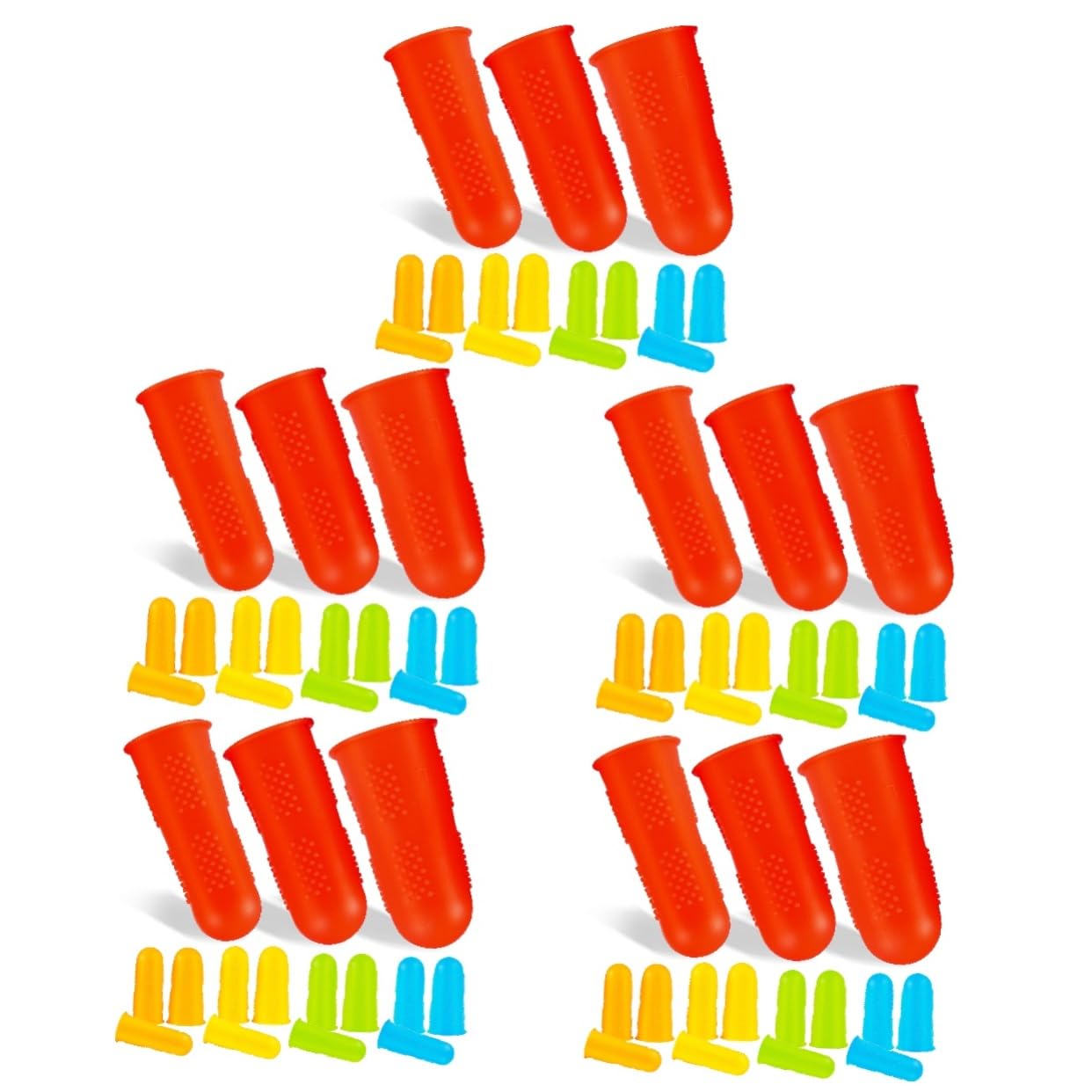 FRCOLOR 5 Juegos Estuche Protector Guantes Sin Dedos Para Punta Del Dedo Protectores De Dedos Funda Para El Dedo Para Juegos Protector De Pulgar Gorras Uña Gel De Sílice 15 Uds * 5