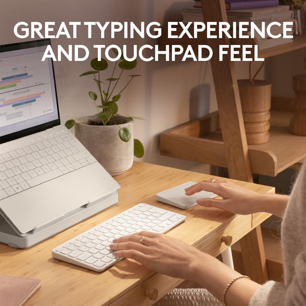 Kit de télétravail Clavier sans fil Azerty Logitech Casa Pop Up Desk Blanc + Support + Pavé tactile