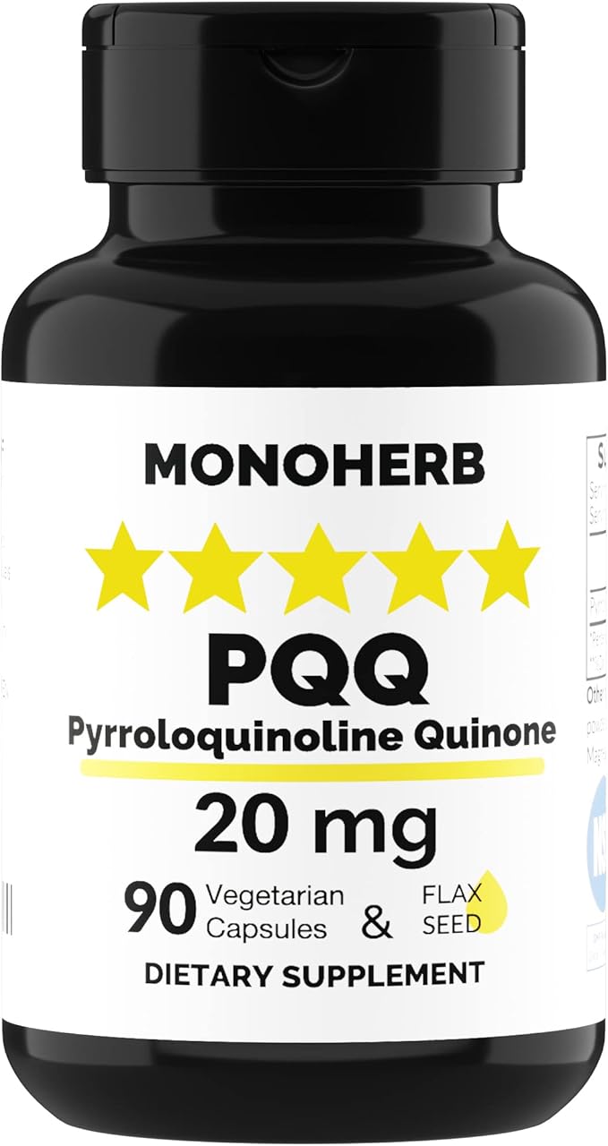 PQQ 20 milligrams PQQ Supplement, Pyrroloquinoline Quinone, 90 Capsules with Omega