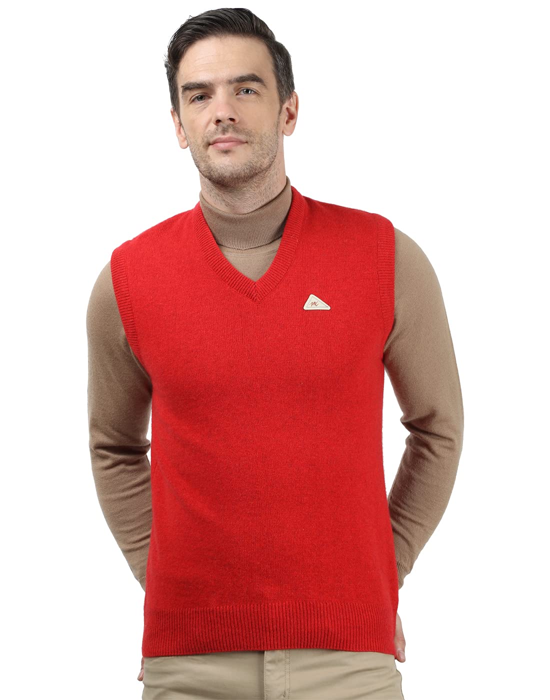 Monte Carlo Men Red Solid Wool Sweater-1210116SL-2602