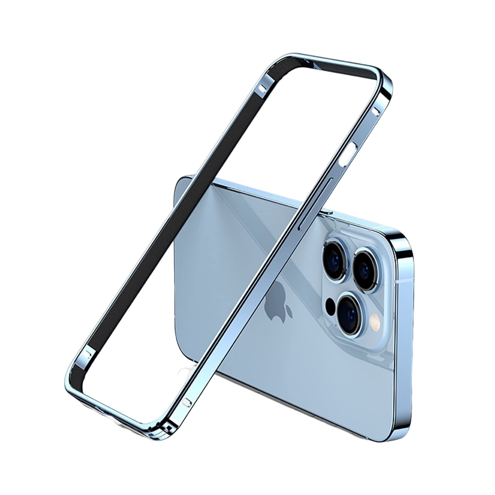 Bumper métallique iPhone 12 bleu paraurti de protection antichoc en métal