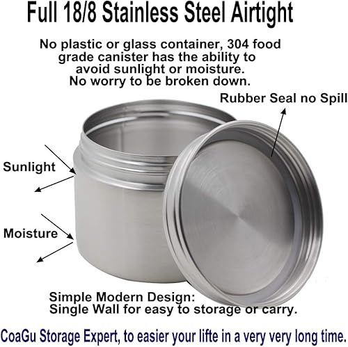 Miniatura 3 de CoaGu Botes de café de 8 onzas recipientes de acero inoxidable 188 de primera calidad perfectos para almuerzos infantiles, té, azúcar,