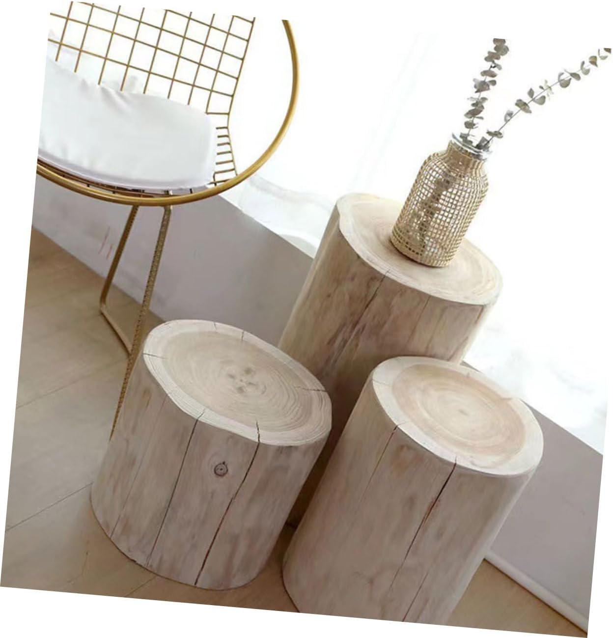 Wooden Stool for Shoe Changing Multi-Functional Solid Wood Stump Small Indoor Seating Decorative Bedside Table Durable Portable Design Diameter Height