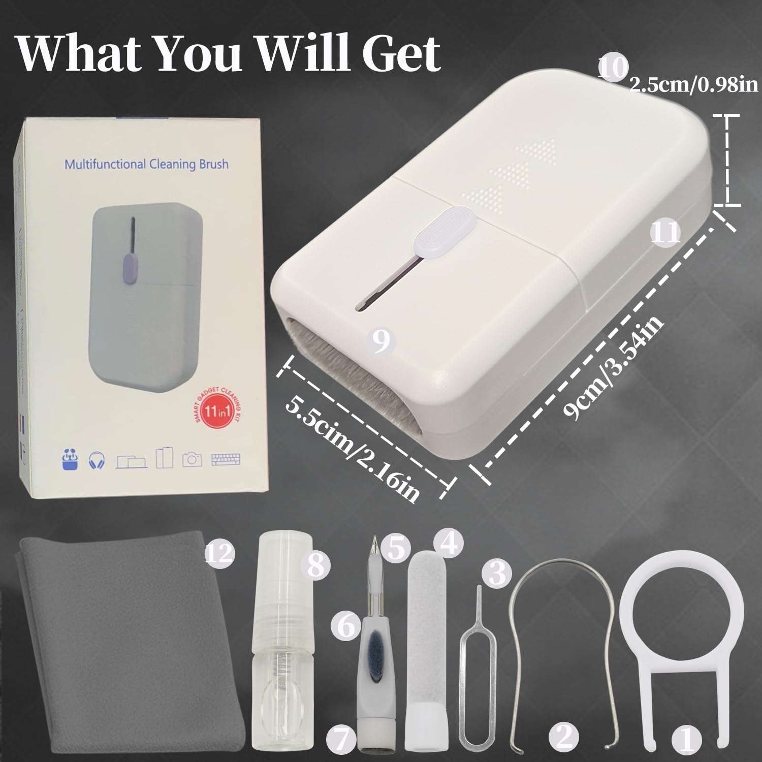 Laptop PC Gaming Tastatur Reinigungsset Zubehör für iPhone iPad MacBook Pro, Hatstart 11 in 1 Elektronik Computer Telefon Bildschirm Reiniger Spray, Ohrhörer Reinigt Stift für Airpod, Tech Desk