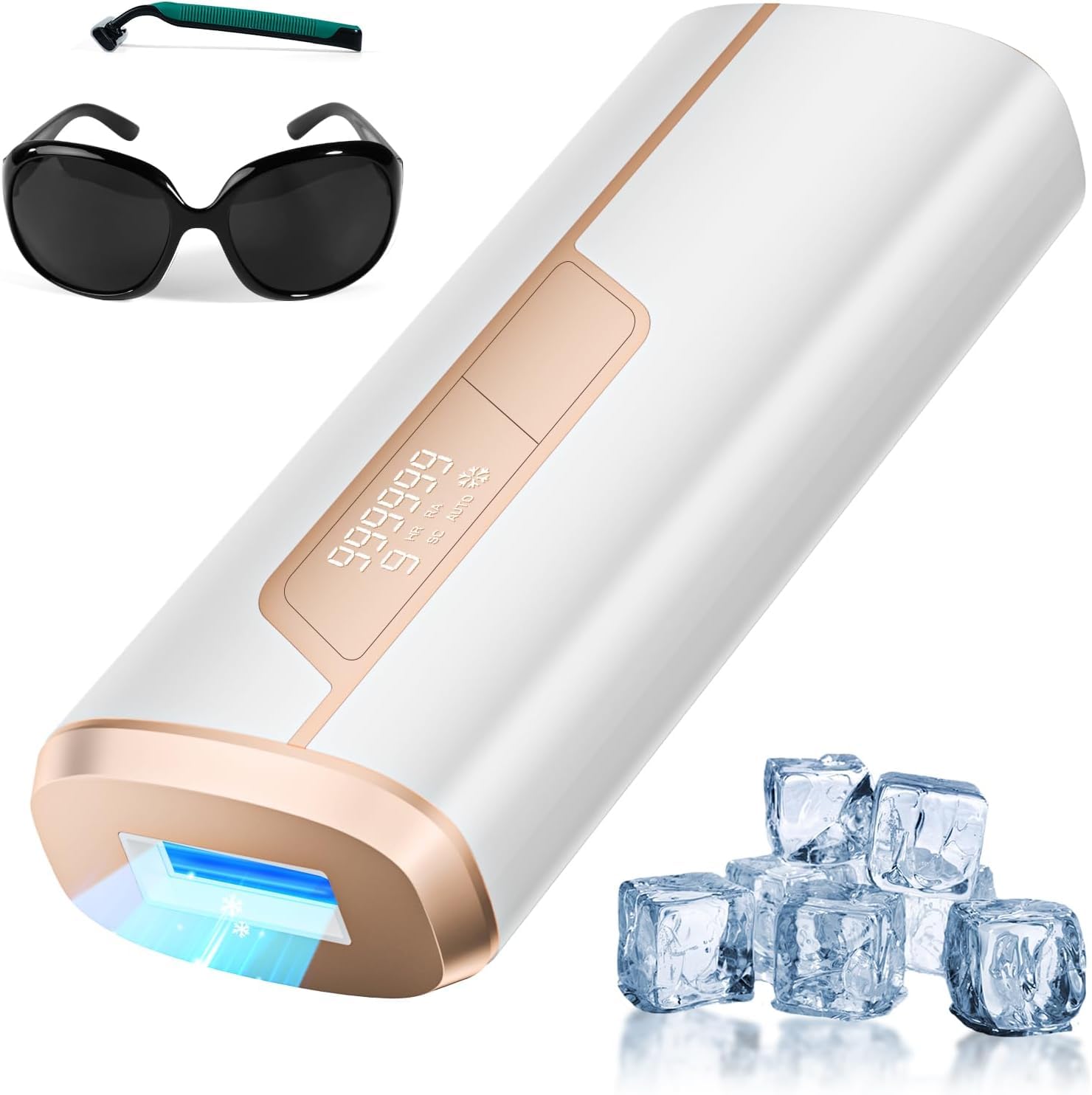 Epilatore Luce Pulsata con Funzione di Raffreddamento, 3 Funzioni Avanzate HR/SC/RA, 999,900 Flashes e 9 Livelli di Energia, Laser Epilatore Donna per Viso, Ascelle, Gambe, Corpo