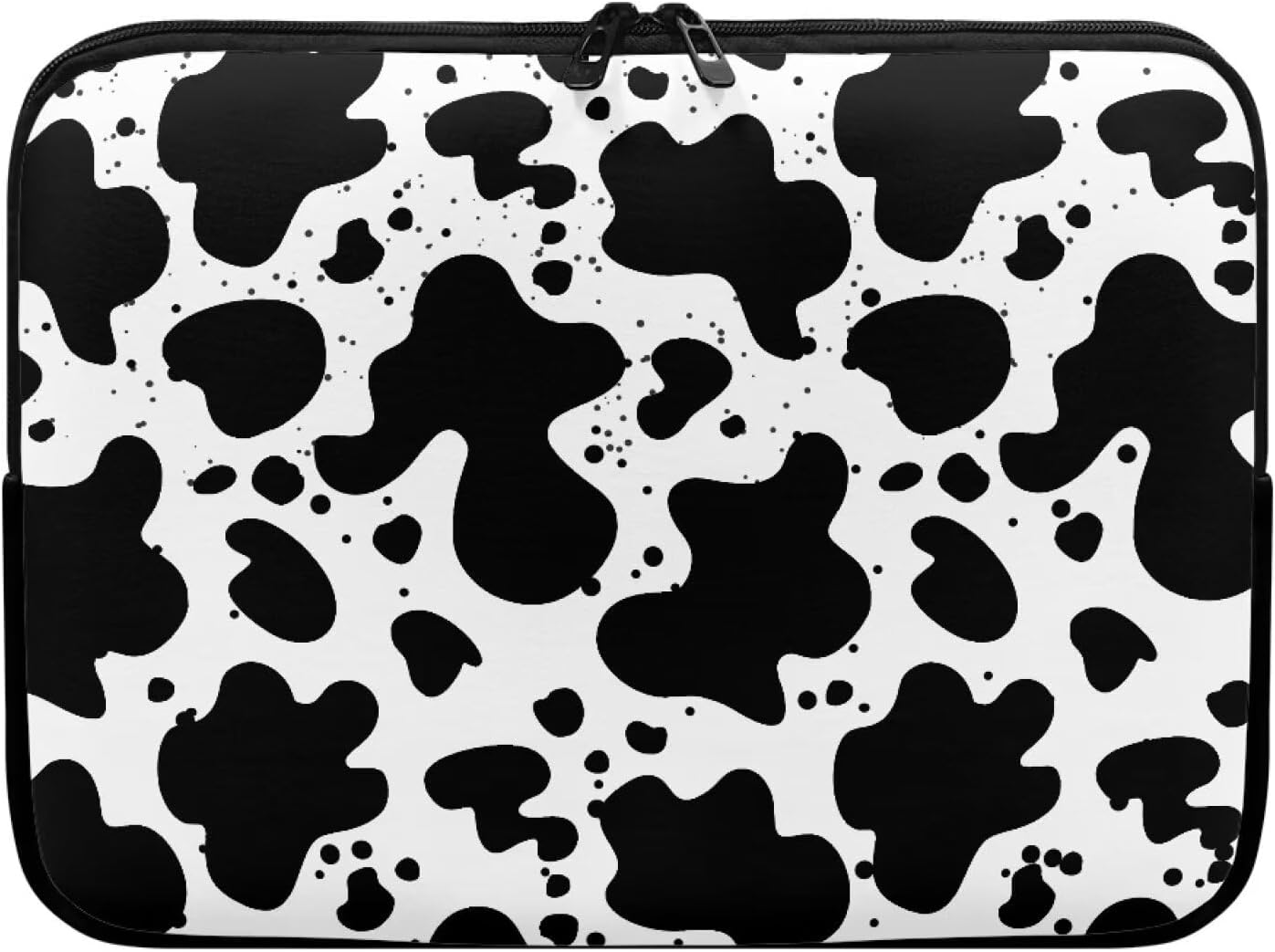 doginthehole 15 inch Laptop Sleeve Bag Black and White Cow Print Notebook/Tablet Case Lightweight Neoprene Computer Carrying Bag Protective Cover Briefcase for Women Teen Girls