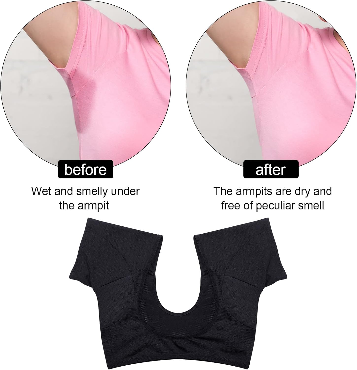 2 Pcs Underarm Sweat Vest Armpit Sweat Proof Shirt Anti Washable Reusable Dress Shields for Underarm Women Underwear Vest Short Sleeve for Women Ladies Armpits - Image 4
