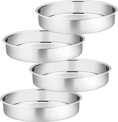 P&P CHEF - Moldes redondos de acero inoxidable para tartas de 6in, 4 unidades, no tóxicos y saludables, con acabado de espejo pulido y aptos para disponible en Yaxa Peru