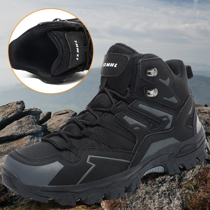 Mens Womens Leather Waterproof Hiking Boots， Lightweight Outdoor Walking Shoes,Breathable Suede Hike Trekking Trails Camping ClimbingLightweight and durable.