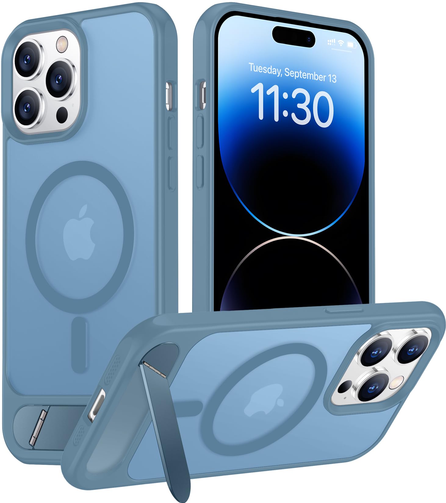 Temdan Magnetic Compatible with iPhone 14 Pro Max Case, [Built-in Invisible Kickstand][Compatible with MagSafe] [Military Grade Shockproof] Slim Translucent Matte Phone Case for iPhone 14 Pro Max 6.7"