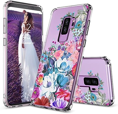 Galaxy S9 Plus Case, Galaxy S9 Plus Clear Case, MOSNOVO Girls Floral Flower Garden Pattern Printed Clear Design Plastic Case with TPU Bumper Case Cover for Samsung Galaxy S9 Plus