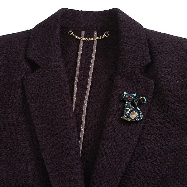 Broche de gato azul oscuro para lucir en abrigos y bufandas 3