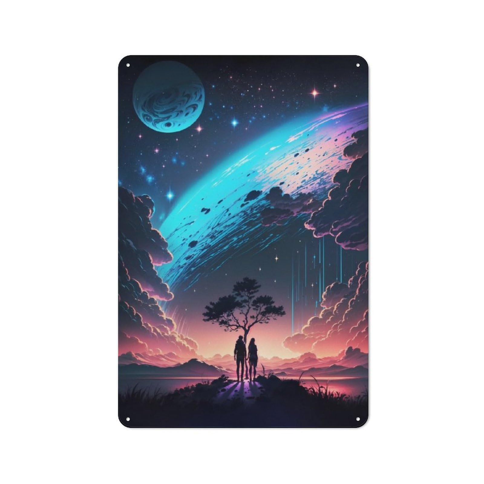 Junmoney Astral Galaxy Landscape Printed Metal Sign 30X20cm For Hobby Room Or Studio, For Creative Interior Collectors