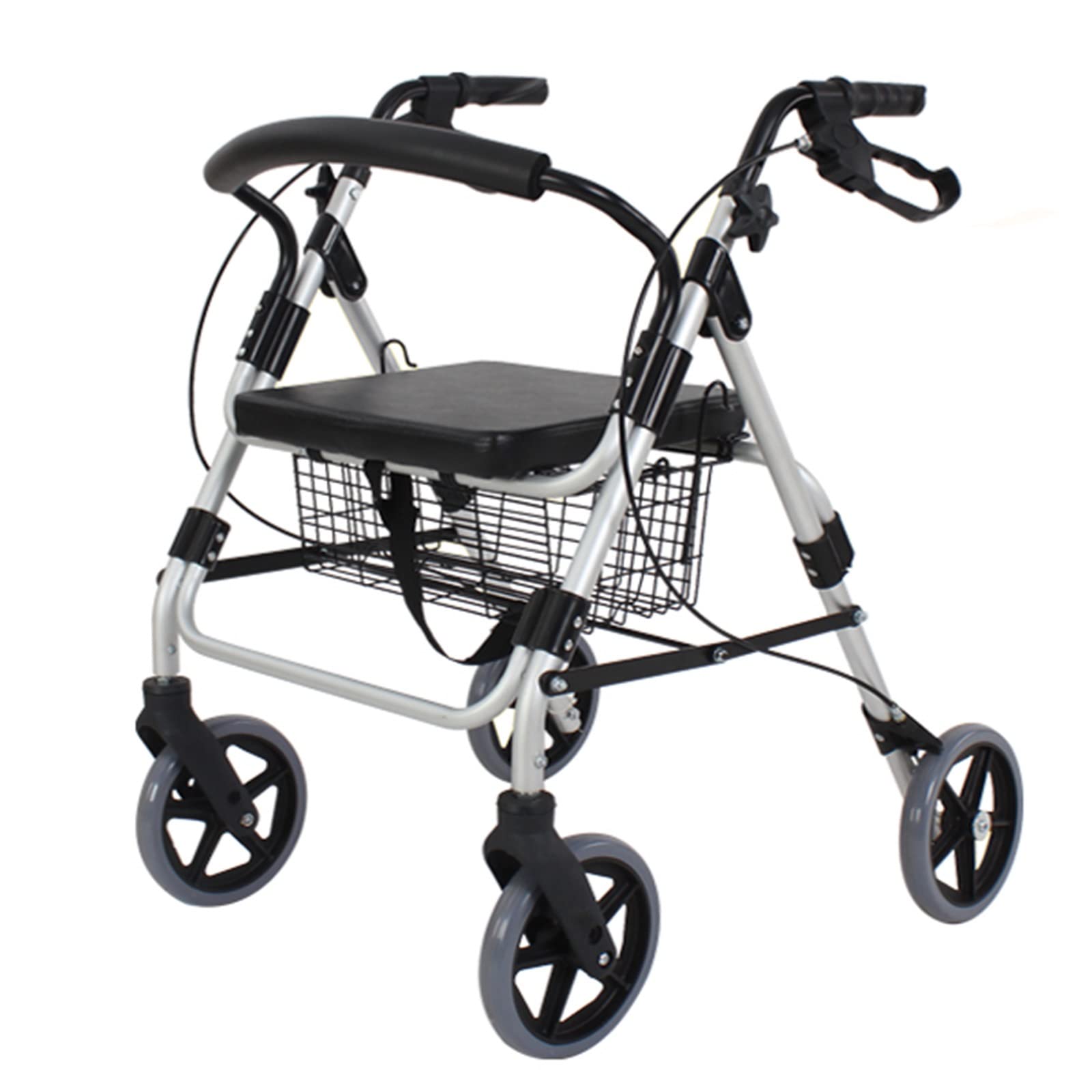 Chodziki Rollator Chodziki Z Siedziskiem, Hamulcami I Składanym Koszykiem, Pomoc Dla Osób Starszych Do Chodzenia Po Każdym Terenie Z 8-Calowymi Dużymi Kołami,
