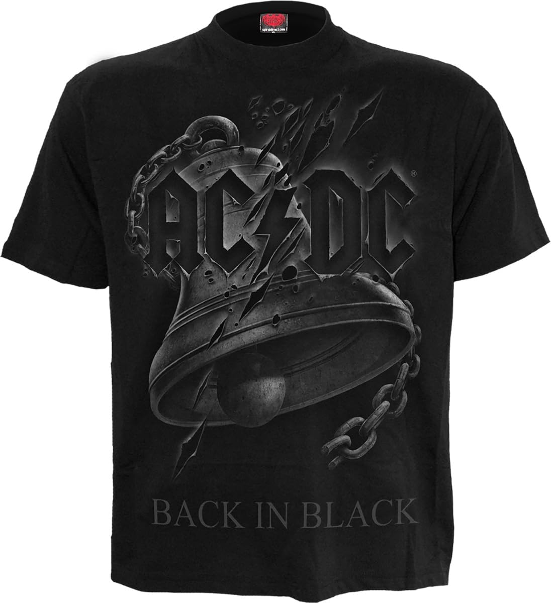 Spiral - Ac/Dc - Back in Black Torn - Front Print T-Shirt Black