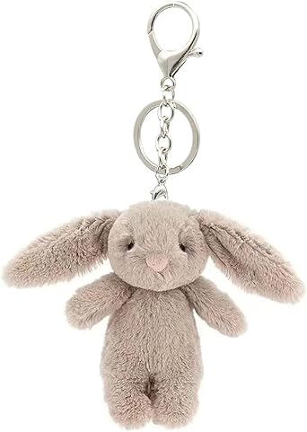 Niedlicher Plush Bunny Keyring for Backpack, 3.5-Inch Mini Rabbit Keychain as Handbag Charm Gift for Women