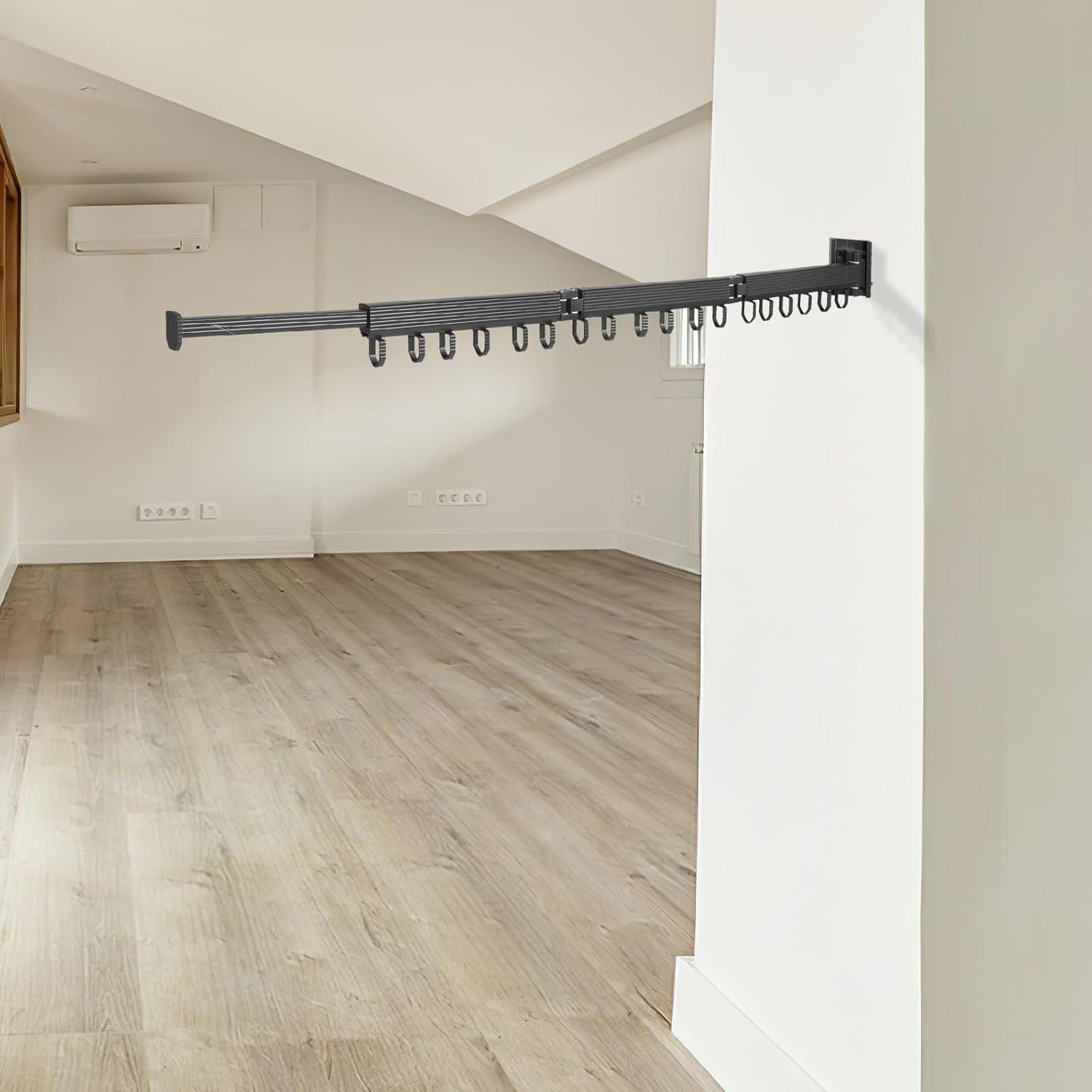 Aluminium Wall-Mounted Folding Clothes Drying Rack Space-Saving Expandable Laundry Hanger for Balcony and Bathroom Sturdy Clothes Rack Organizer for Indoor Use