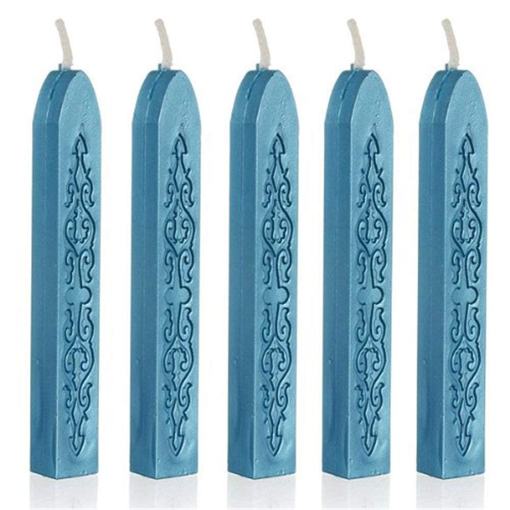 BigBigShop 5 pcs Sealing Wax Sticks with Wicks Antique Fire Manuscript Sealing Wax for Wax Seal Stamp (Blue)