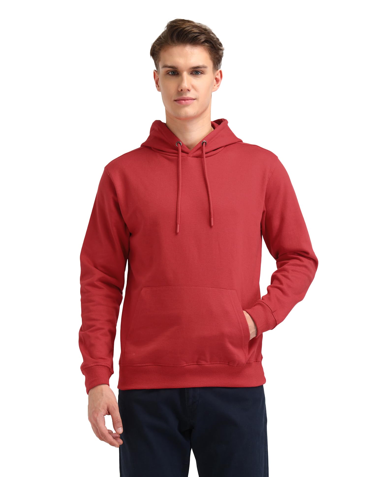 arvind Slim Fit Solid Hoodie Sweatshirt-picture-26