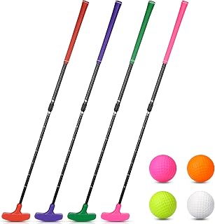 Hiboom 4 Pack Golf Putters for Men and Women Two Way Mini Golf Putter with 4 Balls Adjustable Length Kids Putter Bulk Right or Left Handed Golfers for Children Teenager Junior
