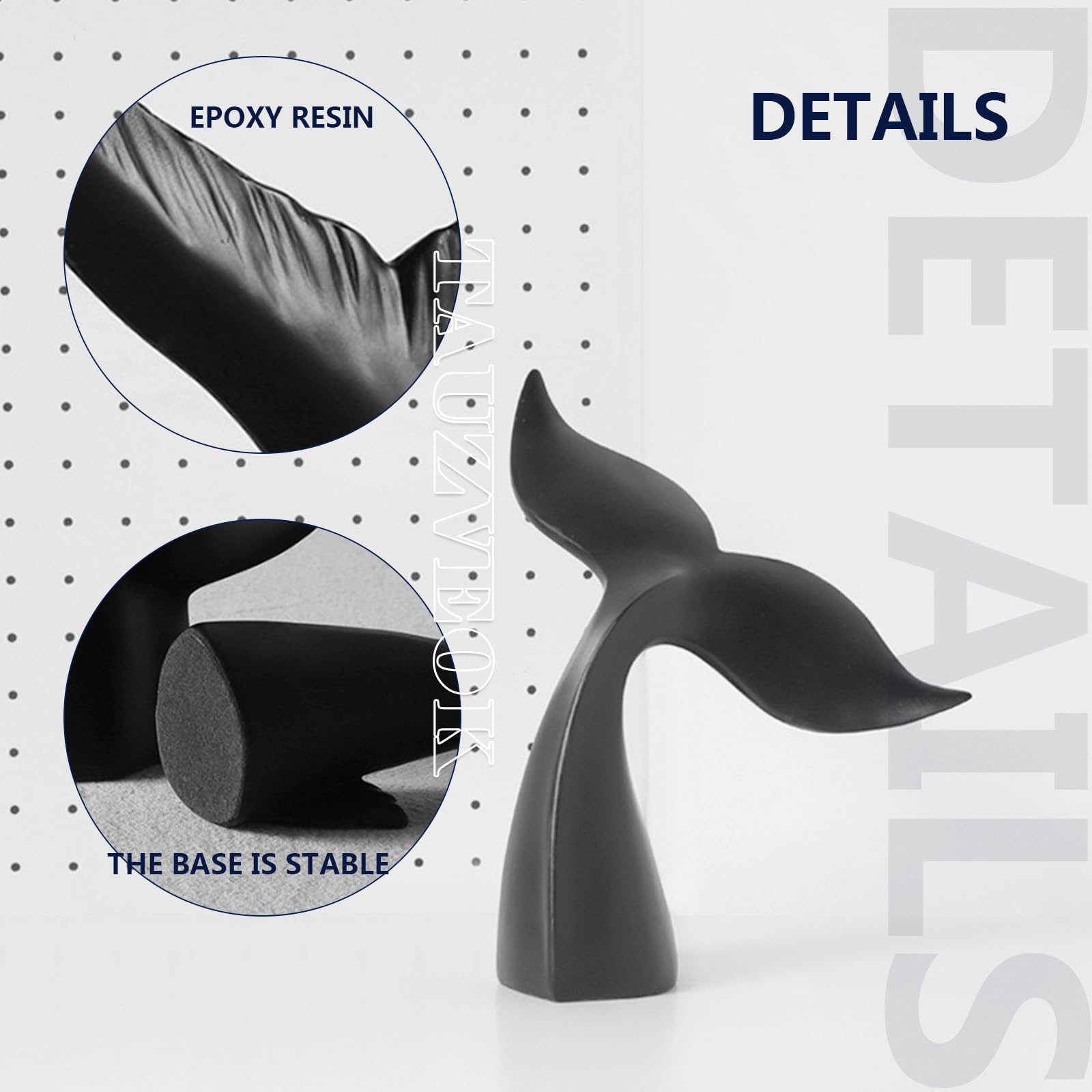 Schwarz Wal Tail Deko Skulptur, Maritime Dekoration, Ozean Dekoartikel, Harz, Black b