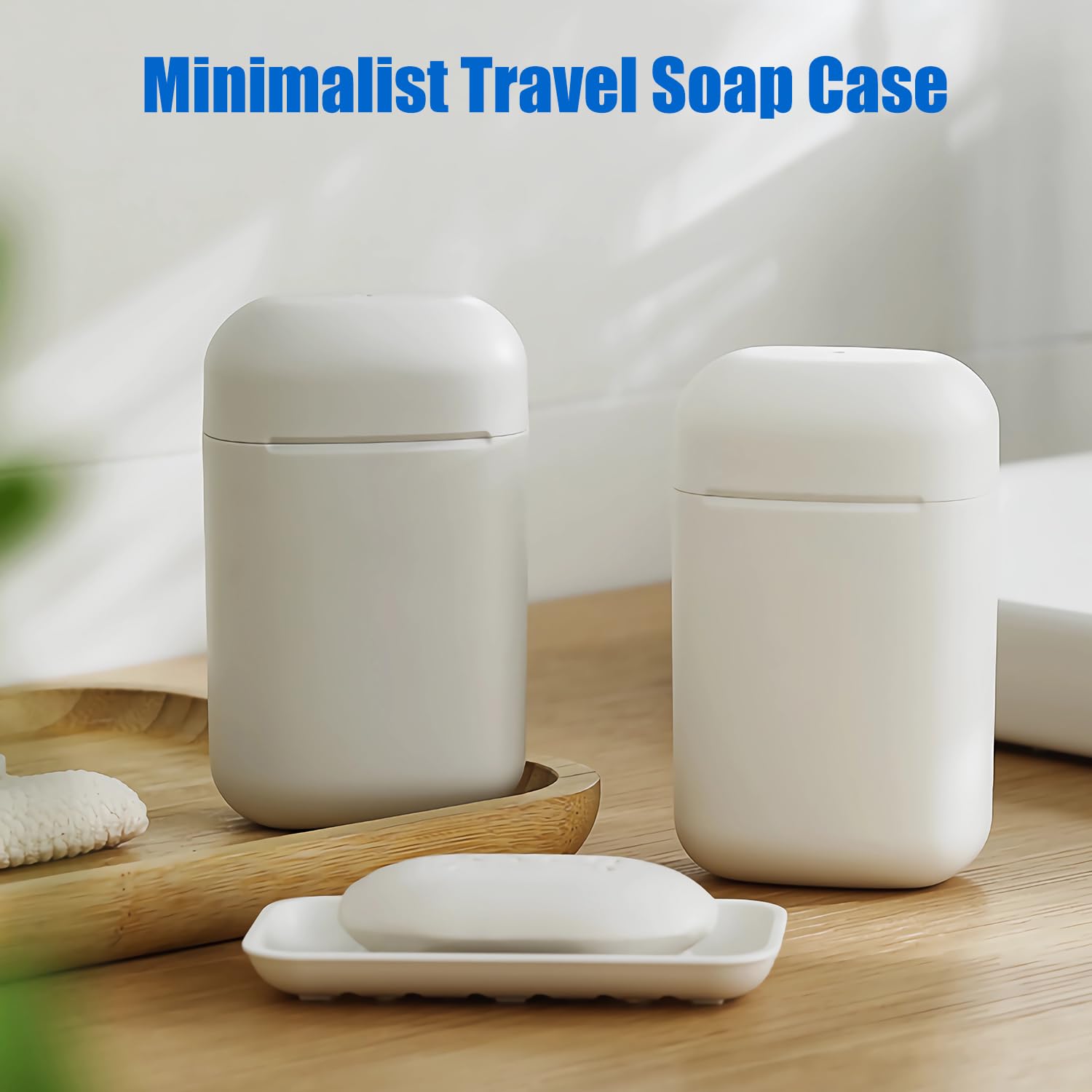 Jabonera de viaje minimalista con bandeja de drenaje extraíble, recipiente de jabón de viaje mejorado a prueba de fugas con sello de silicona, jabonera de viaje portátil compacta, blanco, 1 paquete