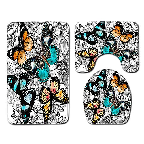 Claean-Acces-Home Wc Deckelbezug Ins Style Schmetterlingsmuster Flanell Badematte/Toilettenkissen Set Wohnkultur Anti… – Bild 4