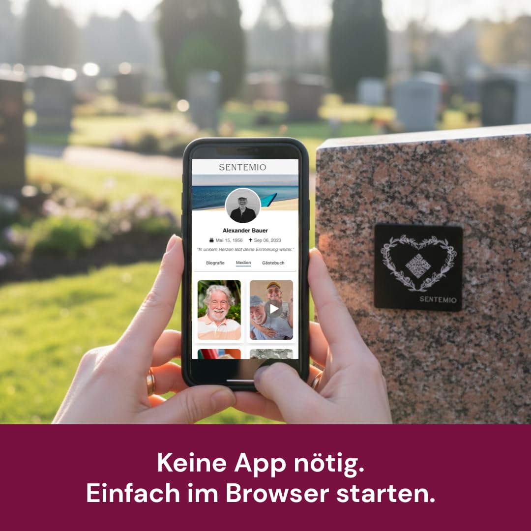 Page commémorative numérique – Créer une page de rappel personnelle | Cadeau de condoléances avec code QR | Carnet de condoléances en ligne pour les défunts | Mémorial numérique pour photos