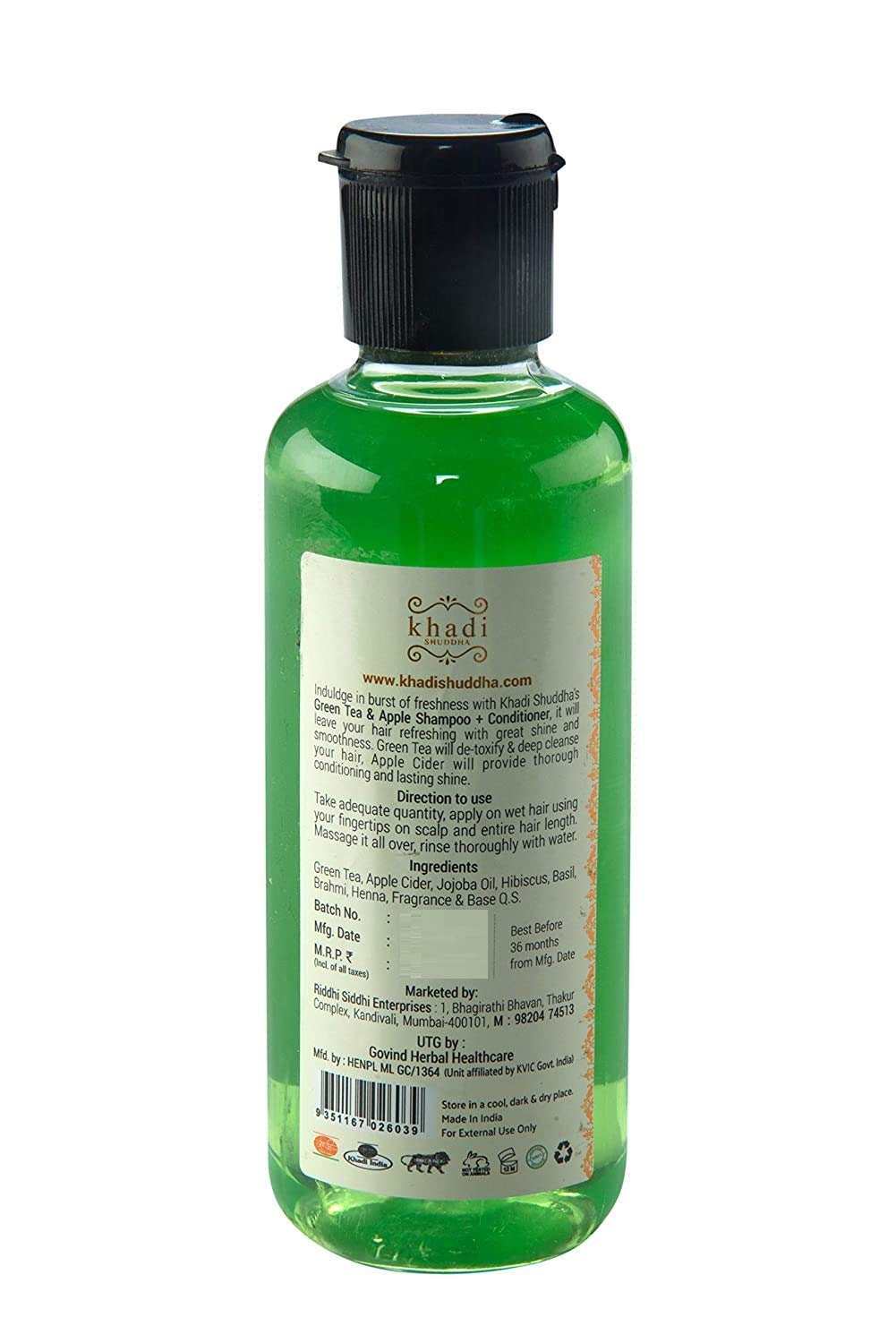Khadi Shuddha Green Tea Apple Shampoo+conditioner 210 ML,210 ml 1
