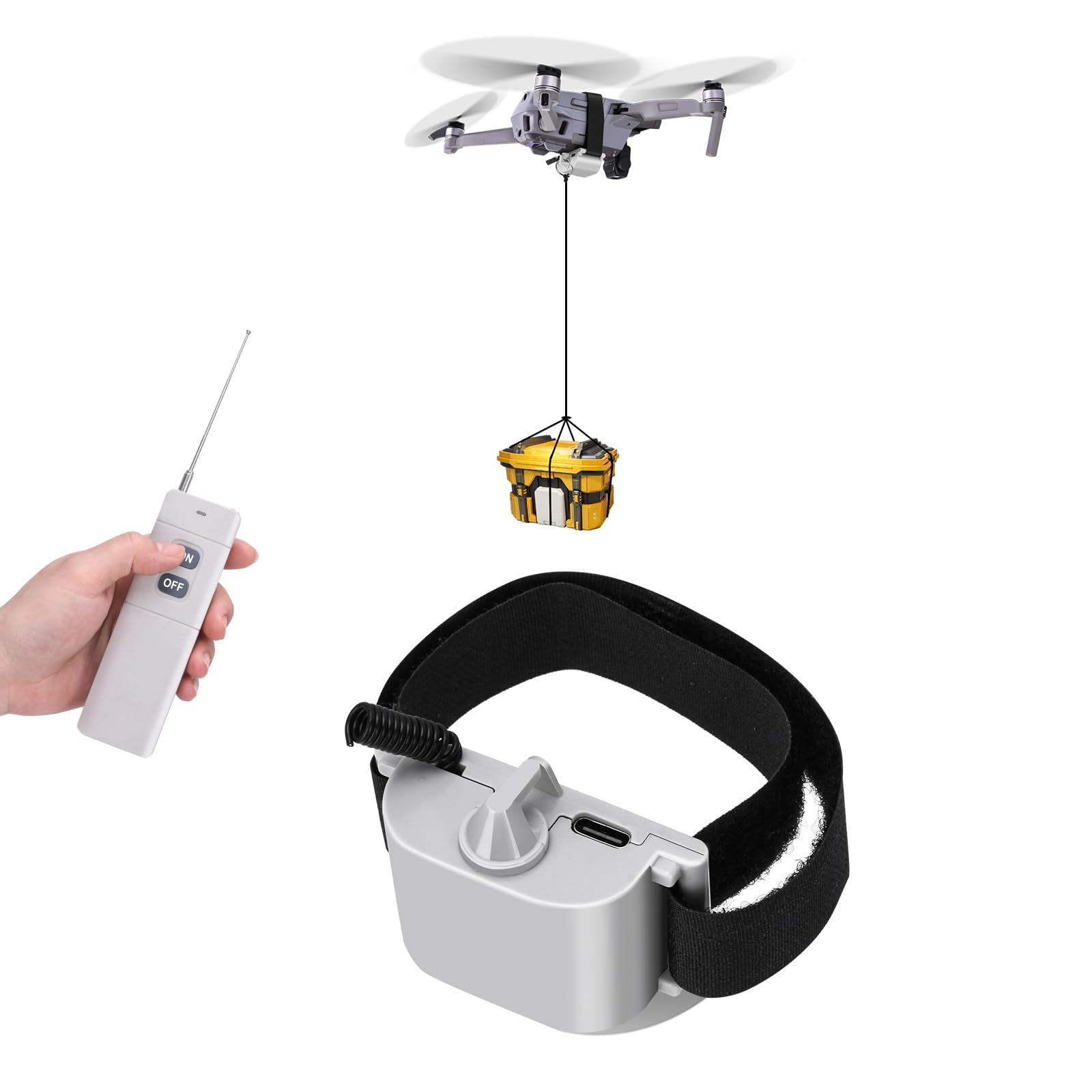 universal drone airdrop system compatible with dji mavic mini 4 pro mini 3 mini 2 air 2 air 2s mavic 3 pro mavic 2 - payload clip release device airdropper with fish bait ring thrower accessories drones not included