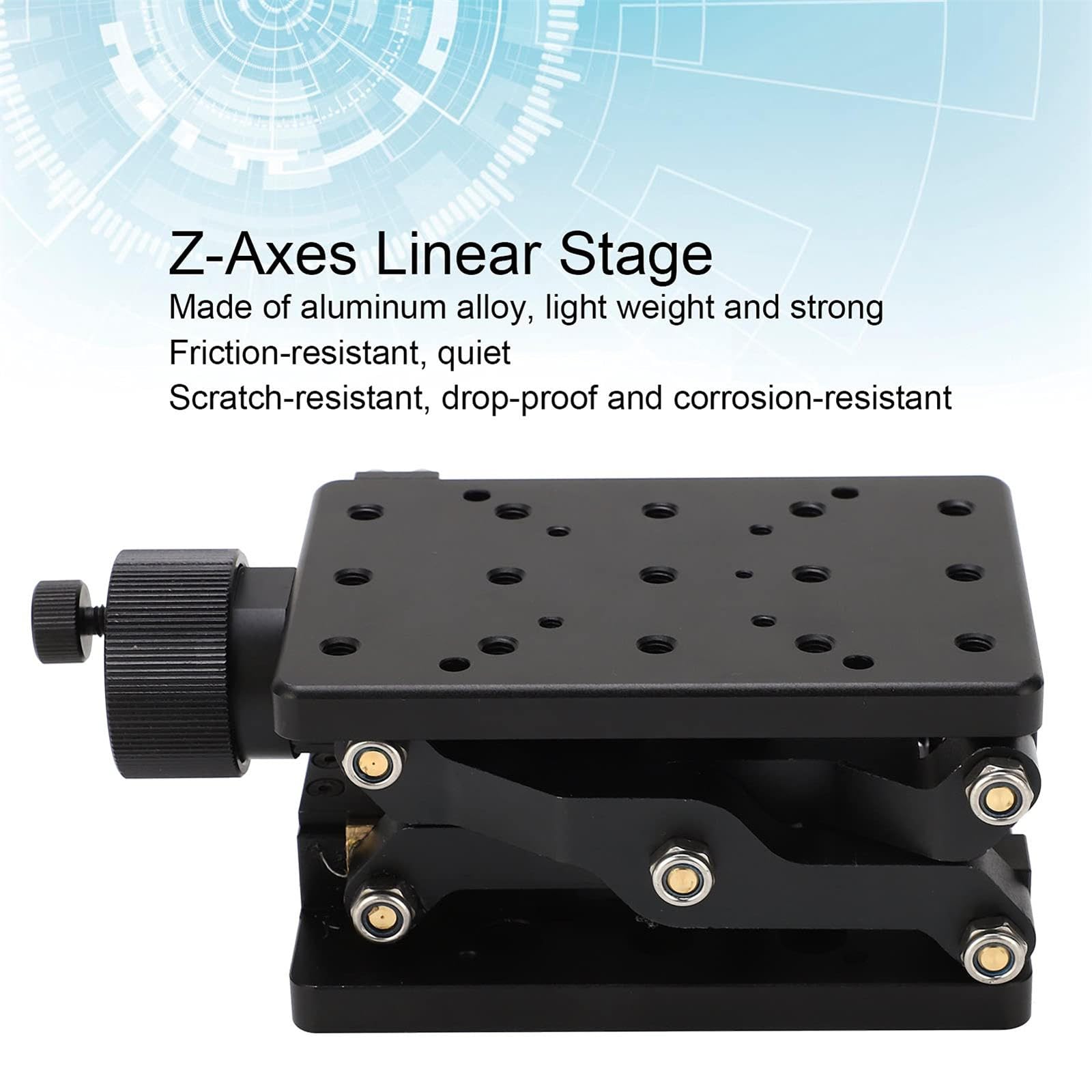 Z-Axis - Plataforma de elevación manual con regla de escala, plataforma de elevación deslizante óptica de 60 mm de alto, capacidad de carga de 20 kg, urement de desplazamiento preciso