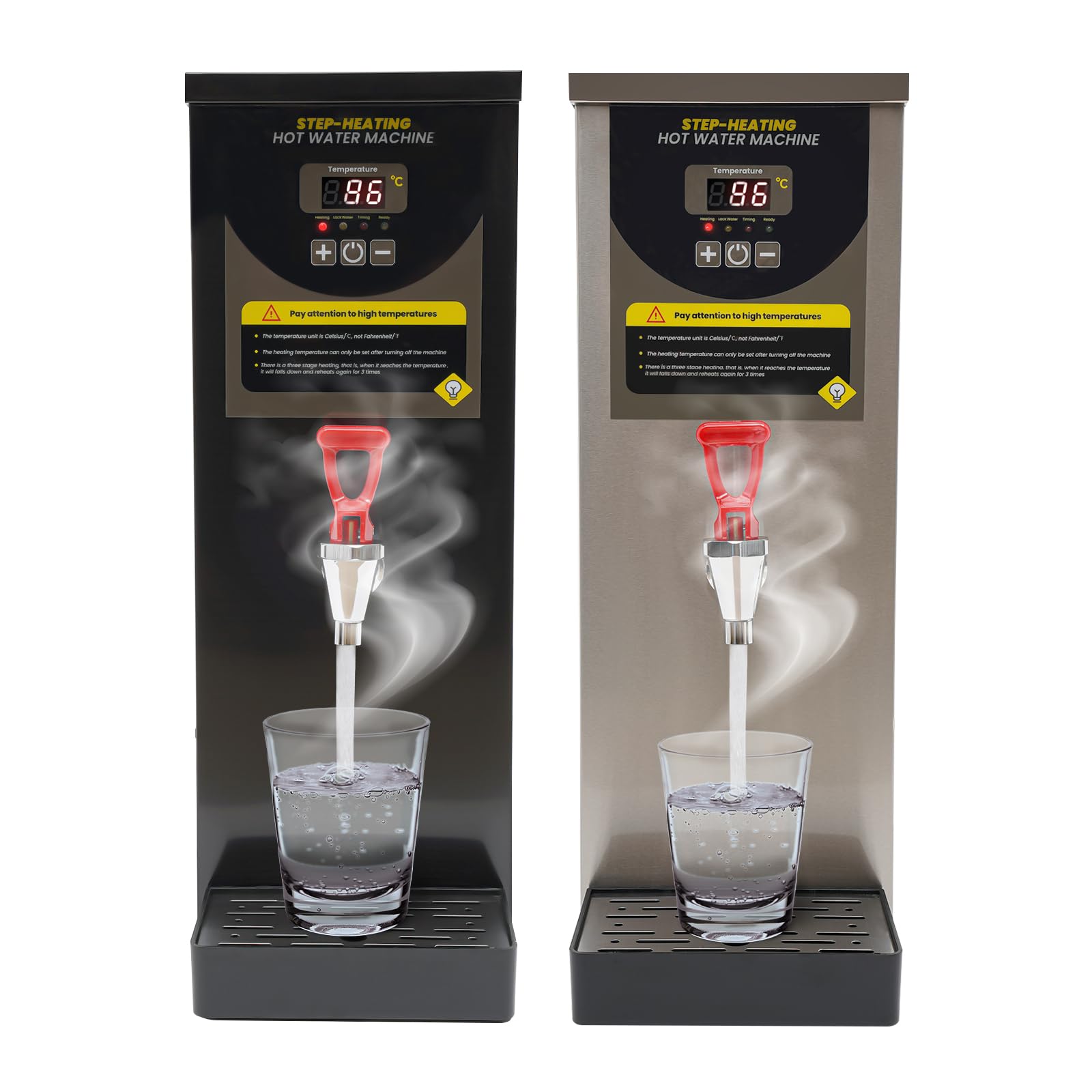 Water Boiler, Step-Heating Commercial Hot Water Dispenser, Adjustable Temperatures Water Boiler and Warmer, Large Capacity 35L/H, for Tea Boba Tea Milk Tea Restaurant Hotel (Black)