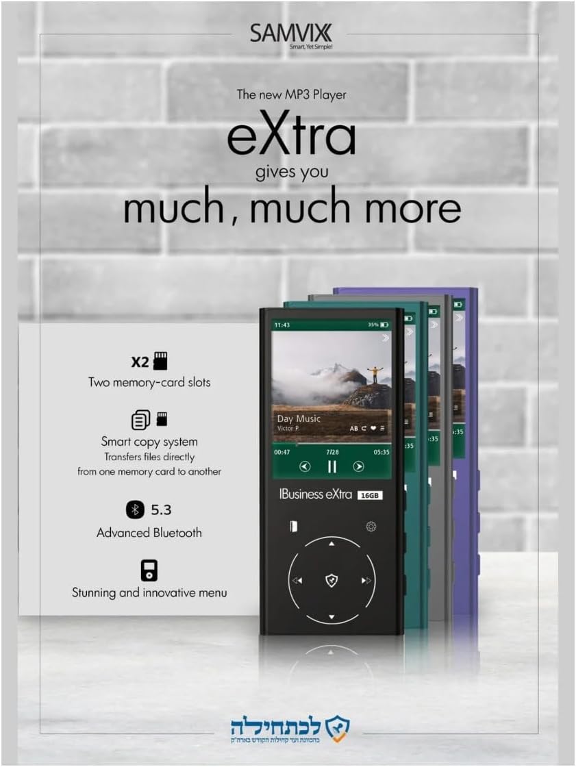 Samvix iBusiness Extra 16GB Kosher MP3 Player with Dual Micro SD Slots (Purple)