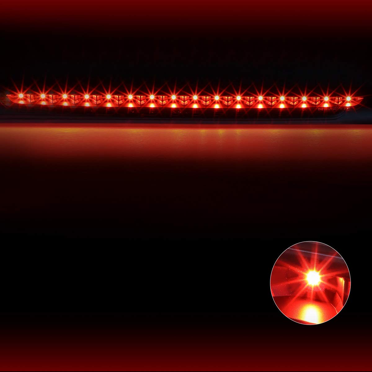 PM PERFORMOTOR LED 3rd Third Brake Light High Mount Stop Light Compatible with 07-14 Suburban Tahoe/Yukon XL,Black/Smoked