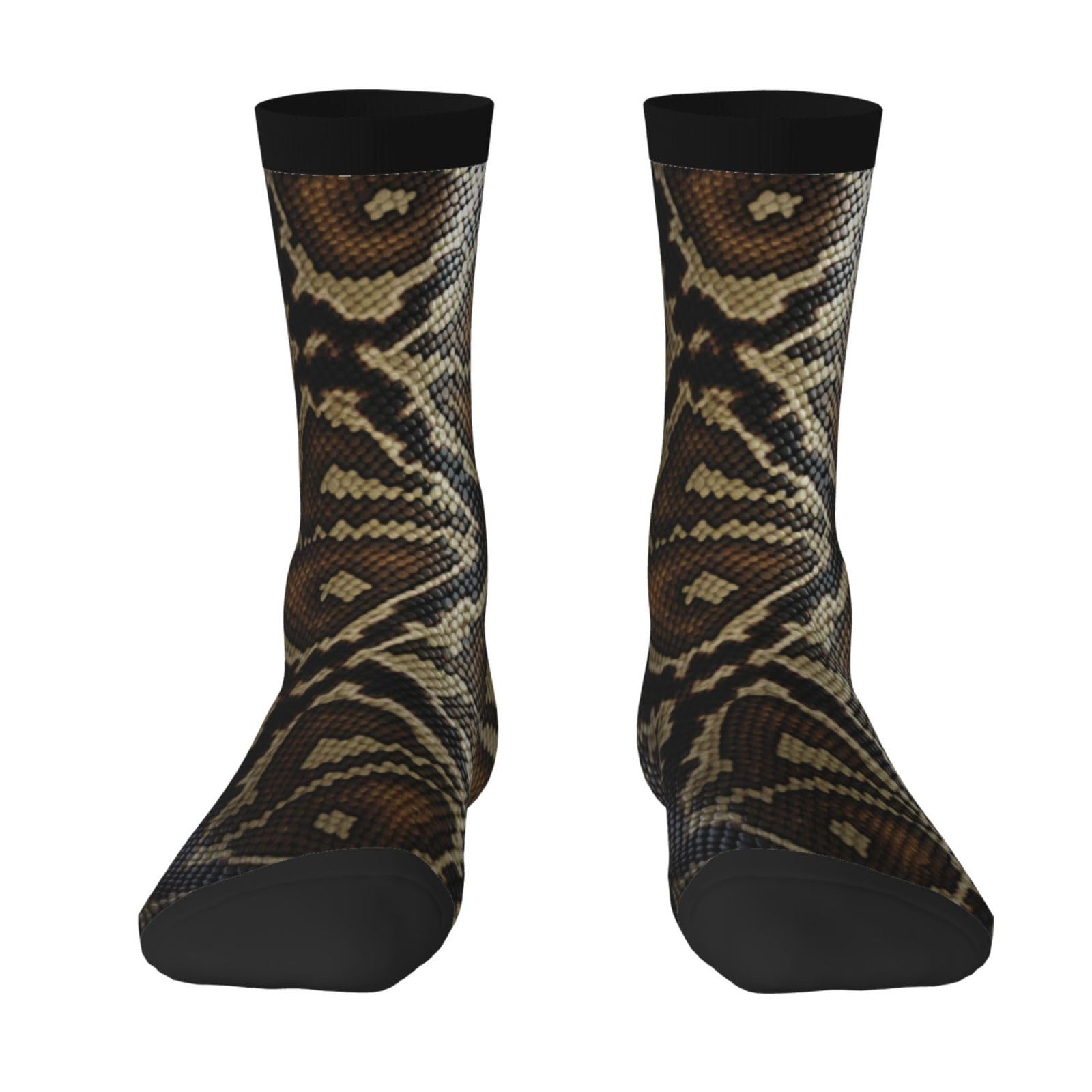 LPWTYCBV Snake Skin Print Adult Socks Men'S Women'S Crew Socks Funny Crazy Novelty Socks