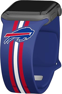Game Time Buffalo Bills HD Watch Band Compatible with Apple Watch (42/44/45mm Long Stripes)
