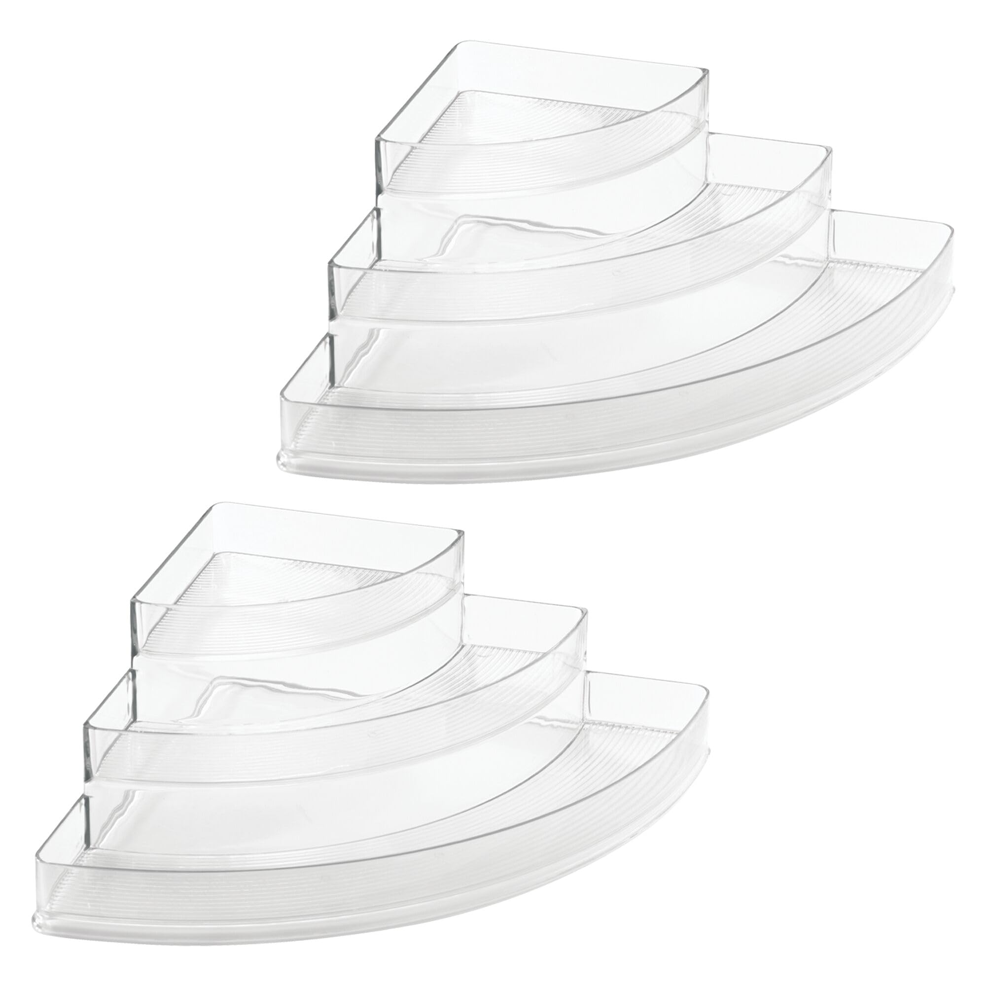 iDesign Corner Spice Rack Organizer for Countertop, Pantry, or Cabinet - Set of 2 - Clear