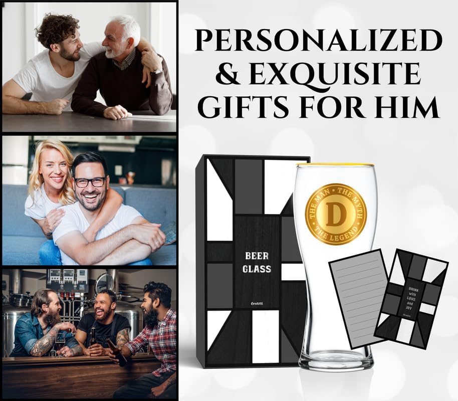 Personalized Beer Glass for Men, Funny Custom Alcohol Gifts for Beer Lovers, Unique Birthday Christmas Gifts for Him, the Man the Myth the Legend, J - Image 6