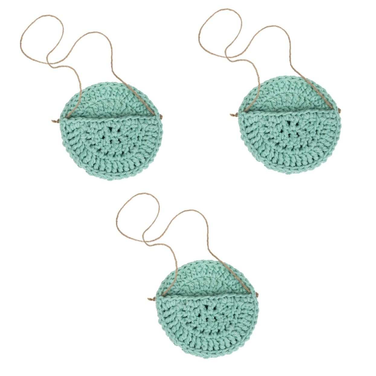 TOYANDONA 3 Pezzi Cesto decorativo in stile nordico parete estetico appendiabiti per piante macramè sospeso gancio all'uncinetto appendini per fiori per esterno cotone Verde chiaro