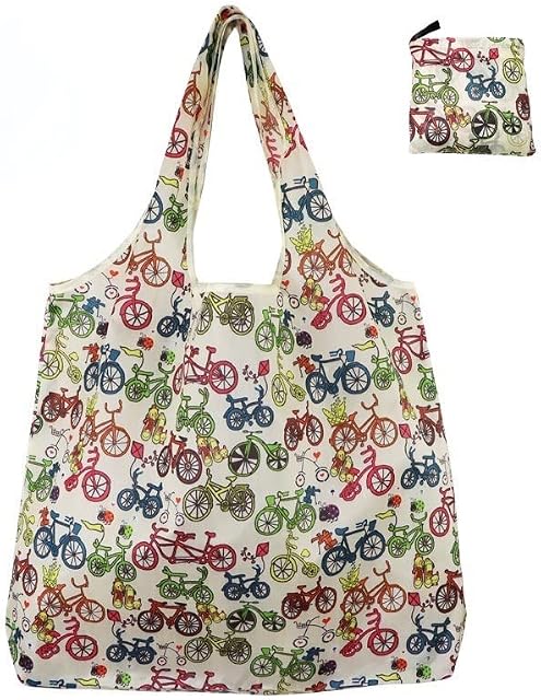 Caprilite Extra Large Reusable Foldable Ladies Shopping Bag Eco Tote Handbag Fold Away Shopper Bag UK (Bicycles)