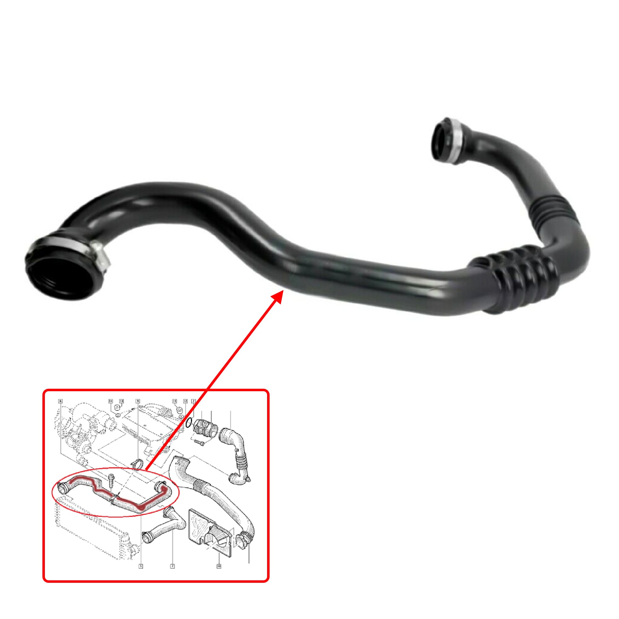 Durite Tube Raccord Tuyau Retour Huile Gaine Suralimentation Turbo Turbocompresseur Aspiration compatible pour PRIMASTAR VIVARO A TRAFIC II 1.9 1,9L DCI DTI DI - 8200140081 8200273825 8200079194
