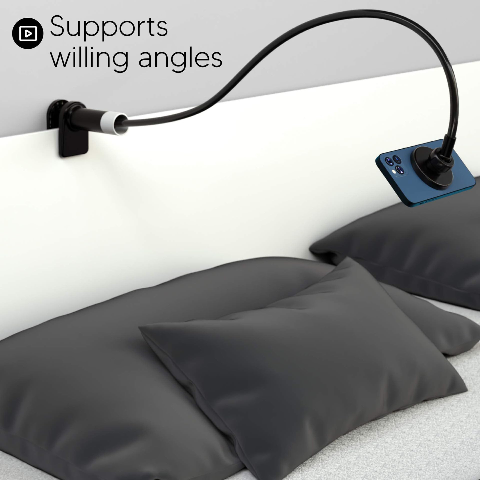 Supporto per telefono a collo d'oca, supporto magnetico flessibile a braccio lungo per scrivania, letto, comodino, staffa per telefono cellulare con morsetto per iOS 15 15 Pro 15 Plus