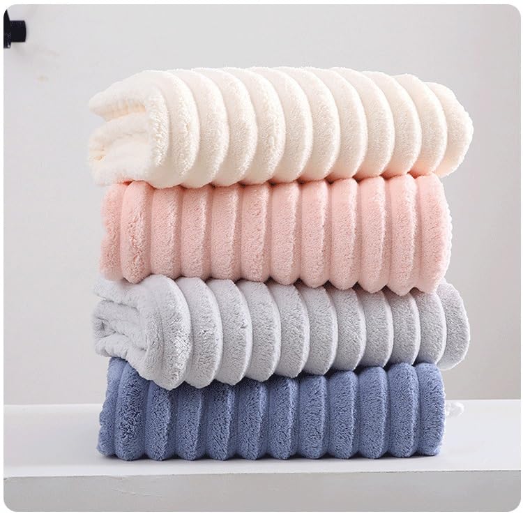 Serviette de bain flanelle avec bonnet cheveux secs drap rayé - 6