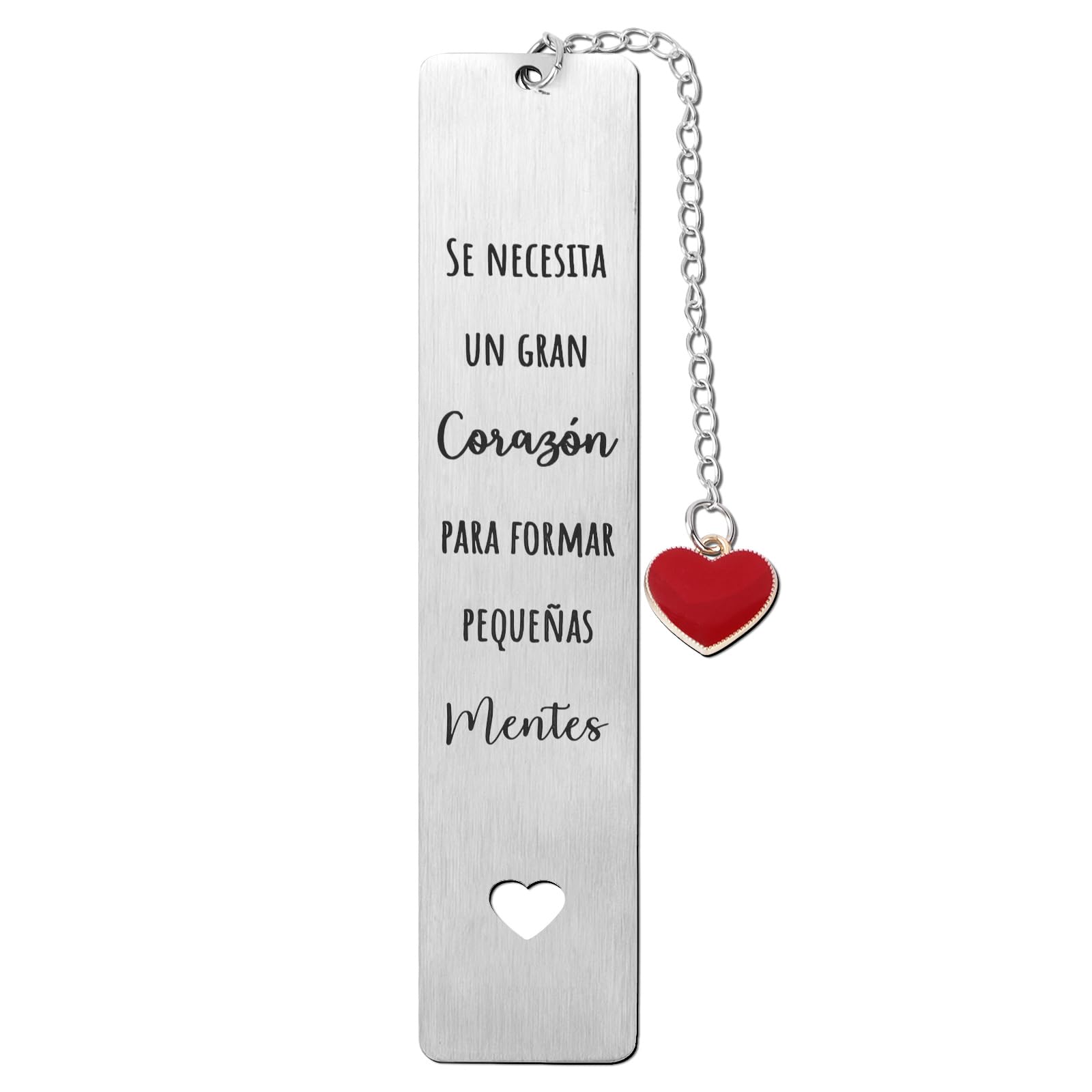 GEBETTER Regalo Profesora Infantil, 1* Marcapáginas Español Metal + 1* Cajita, Marcador Libro Corazón, Regalo Profe Maestra Primaria Graduación Guardería Colegio Escuela Navidad (Corazón Rojo)