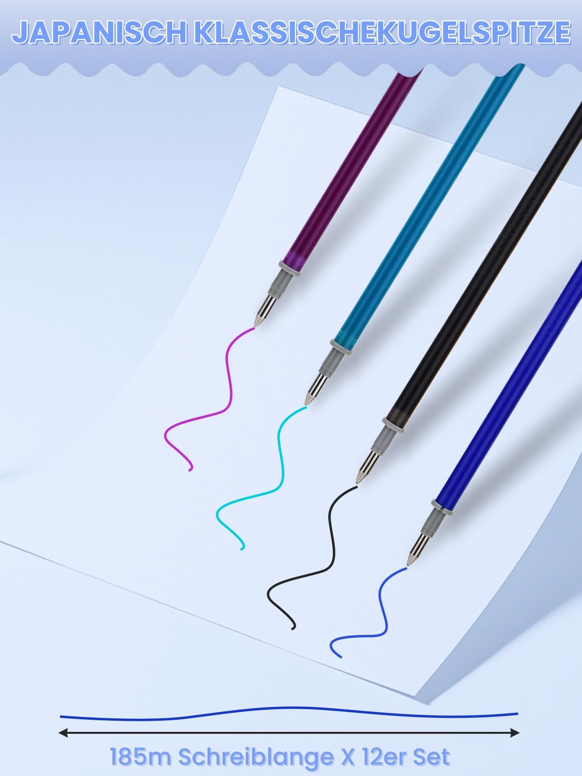 Ricariche Penne Cancellabili Legami 12 Pezzi - 0.7mm 6 Blu, 2 Nero, 2 Viola, 2 Verde - Foto 2