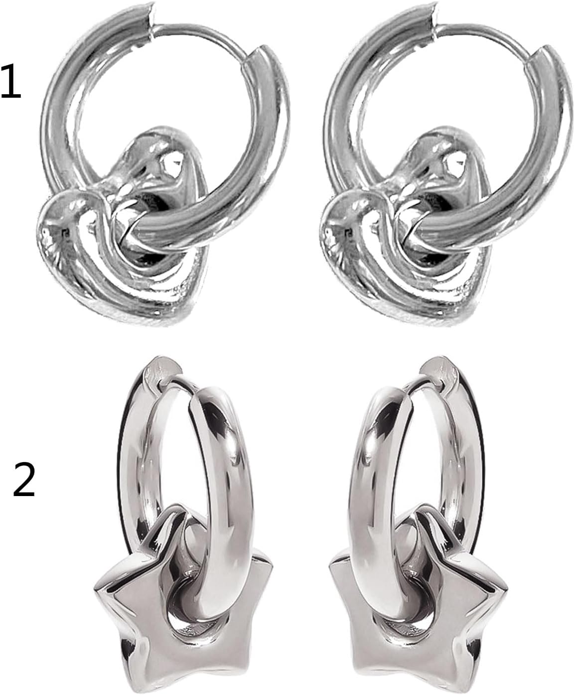 NUEAYMS Detachable Star Heart Dangle Earrings Hip Hop Drop Earrings Street Style Pendant Earrings Jewelry Charm Earring - Image 4